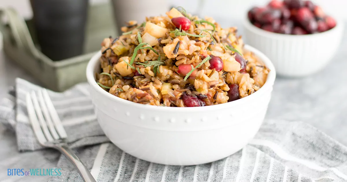 Wild Rice Stuffing in a bowl