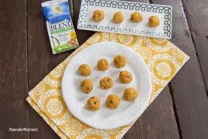 Sweet Potato Protein Bites on a plate made with sunwarrior protein