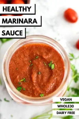 Jar filled with Whole30 spaghetti sauce