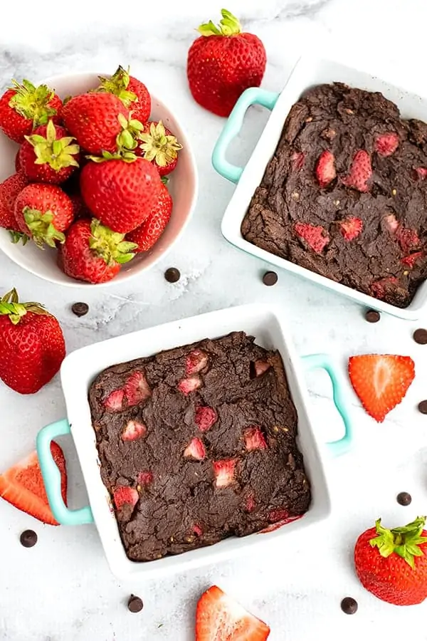 Strawberry Brownies in a single serving ramekin