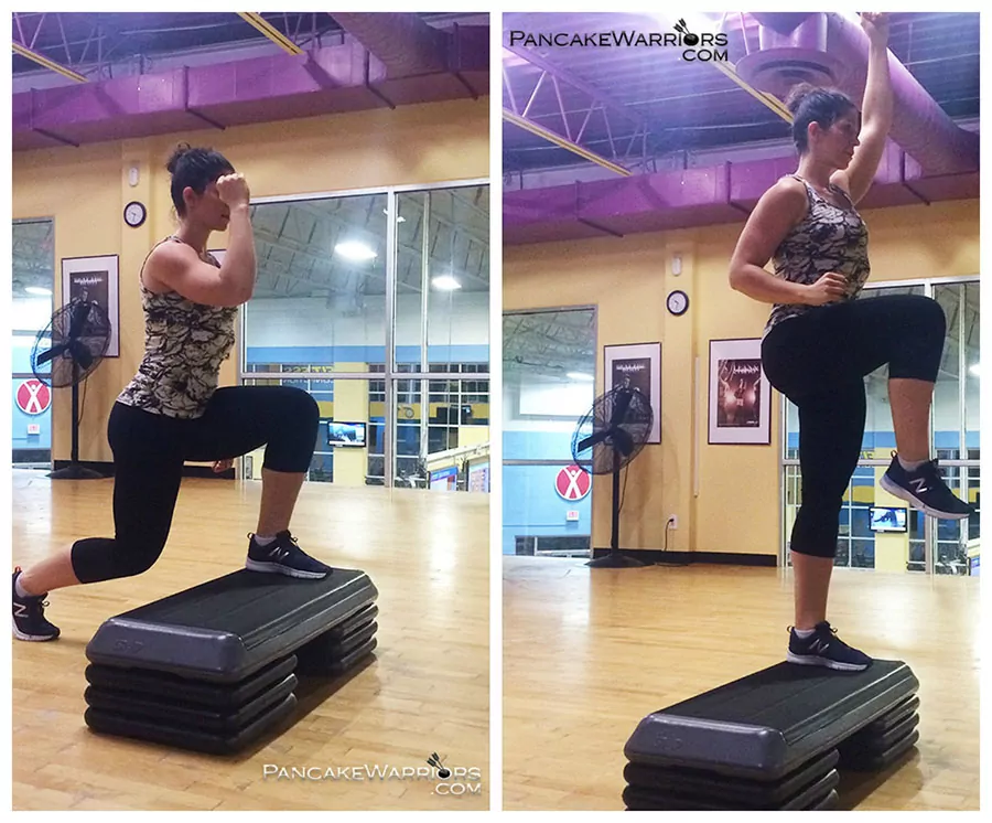 This step up hiit workout - lunge knee lifts