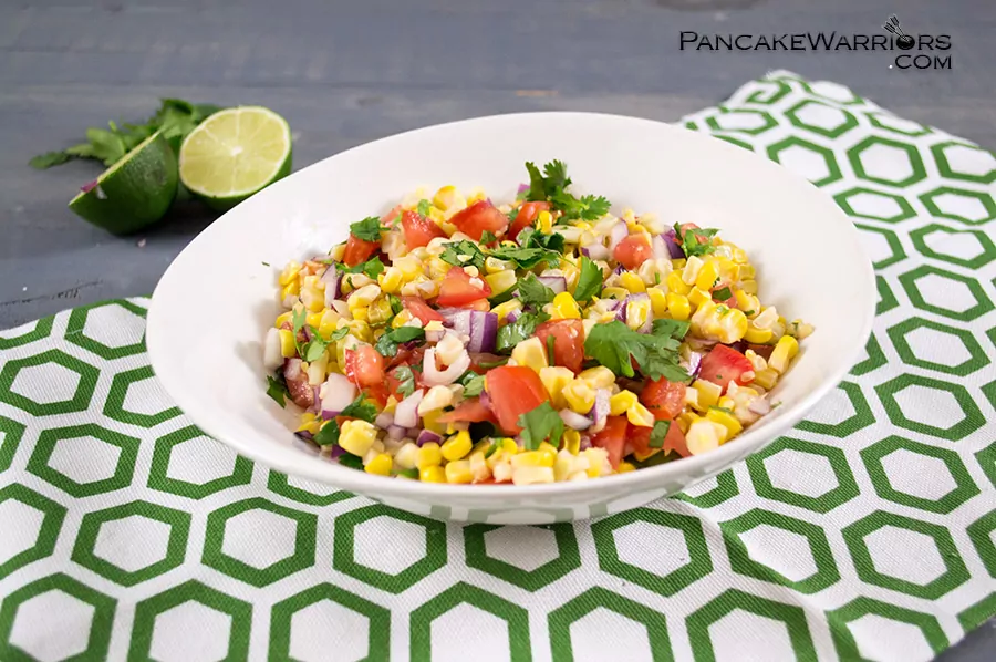 simple corn homemade salsa in a bowl