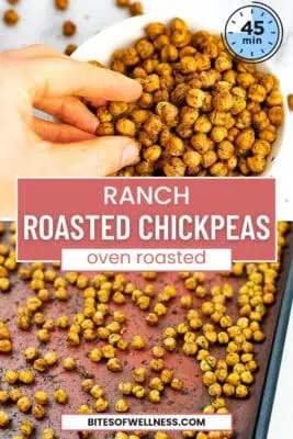 Bowl filled with ranch flavored oven roasted chickpeas