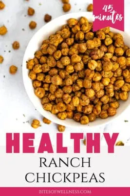 Bowl filled with ranch flavored oven roasted chickpeas