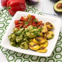 This simple, healthy shrimp chimichurri with plantains and smoky vegetables is the perfect dinner recipe! Ready in under 20 minutes, it's gluten free, paleo, whole30, grain free, and full of flavor! | www.pancakewarriors.com
