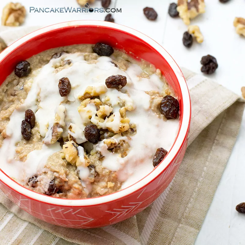 vegan cinnamon bun caulioats breakfast