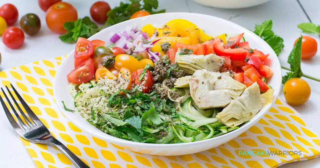 This Greek Zoodle Bowl recipe