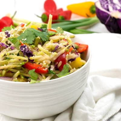 sesame ginger broccoli slaw in a bowl