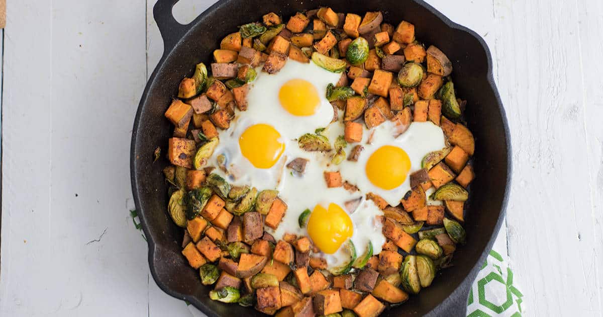 Sweet Potato Brussel Sprout Hash (Whole30, Paleo) - Bites of Wellness