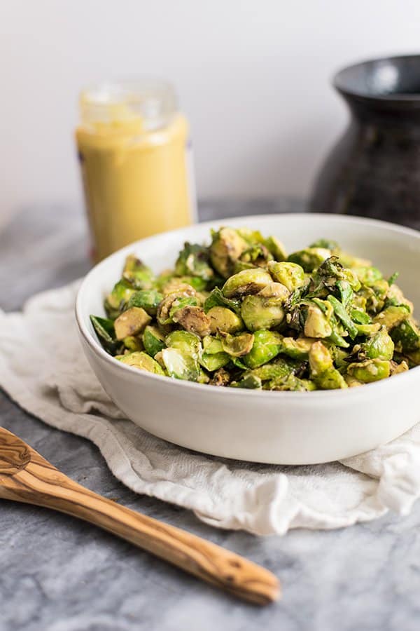 Paleo Brussels Sprouts with Creamy Dijon Sauce