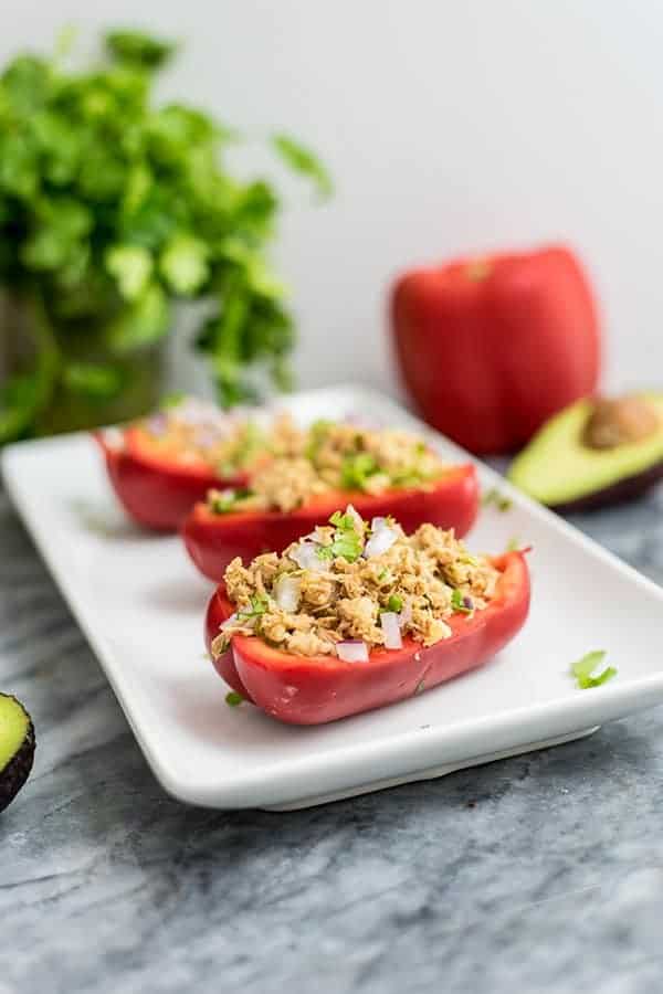 Simple Whole30 Tuna Stuffed Peppers | Bites of Wellness