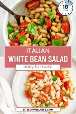 White plate filled with Italian White Bean Salad.