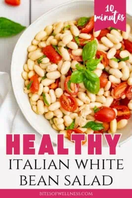 White plate filled with Italian White Bean Salad.