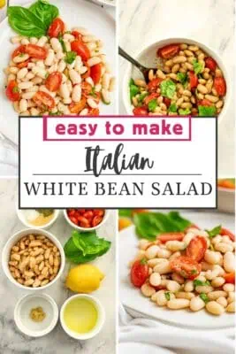 White plate filled with Italian White Bean Salad.