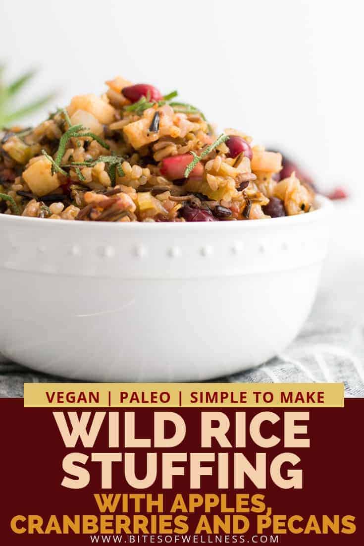 Wild Rice Stuffing with Cranberries, Apples and Pecans - Bites of Wellness