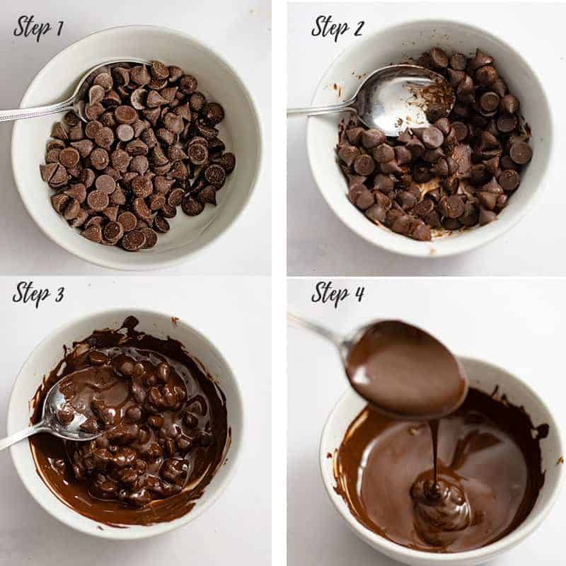 Steps to melting chocolate for coating the gingerbread truffles
