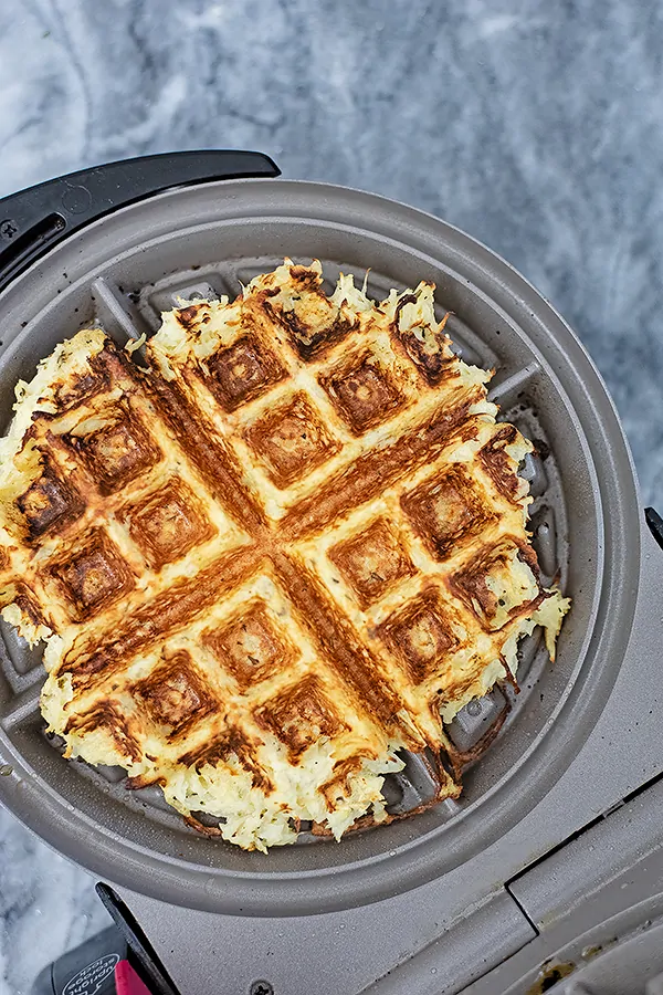 5 Ingredient parsnip waffles savory waffle recipe on a waffle iron