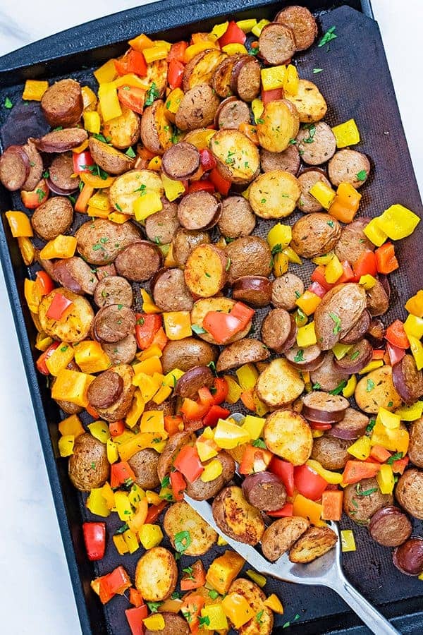 Easy Turkey Kielbasa and Potato Sheet Pan Dinner - Bites of Wellness