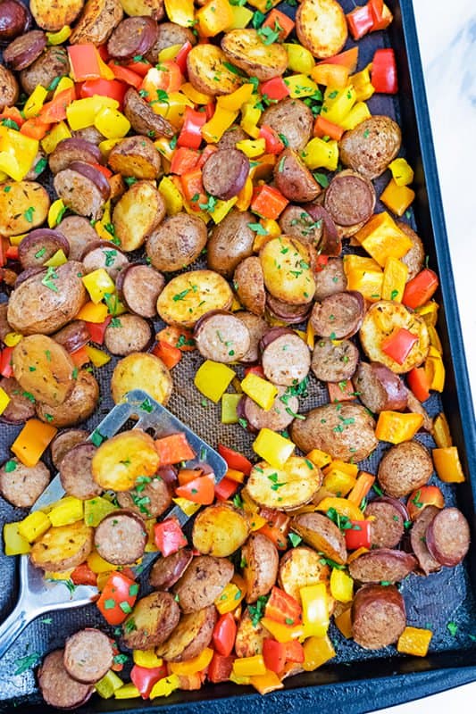 Easy Turkey Kielbasa and Potato Sheet Pan Dinner Bites of Wellness