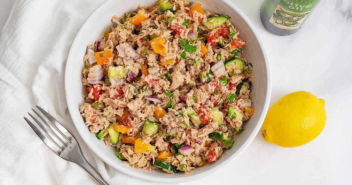 Healthy Mediterranean Tuna Salad (No Mayo) Bites of Wellness