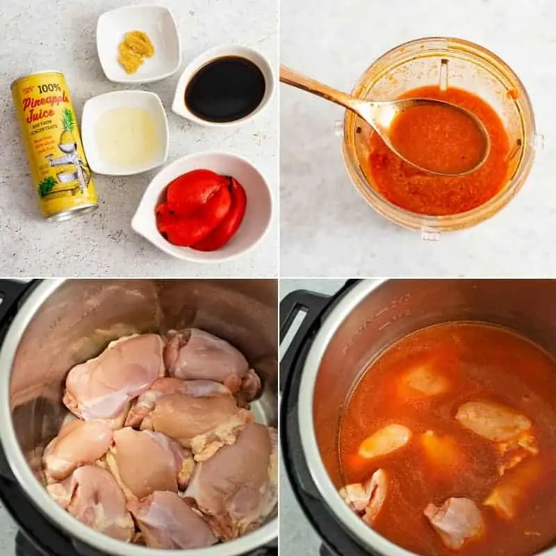 Ingredients for pressure cooker sweet and sour chicken in a collage