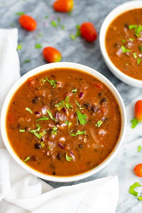 10 minute vegan black bean soup