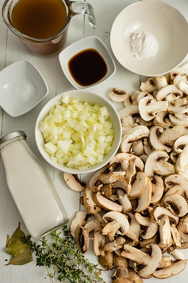 All of the ingredients for the best ever mushroom soup