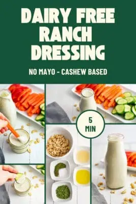 Glass bottle filled with dairy free cashew ranch dressing.