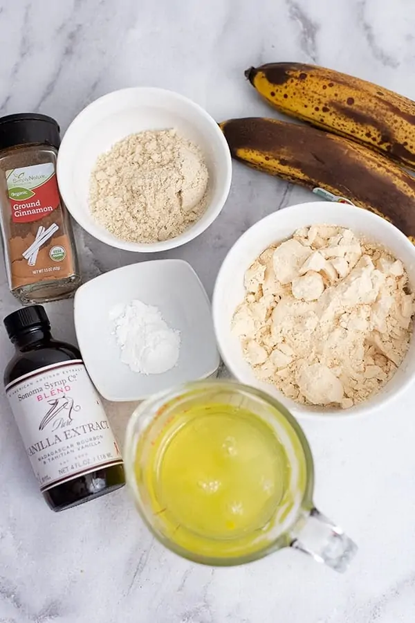 Ingredients to make gluten free protein pancakes