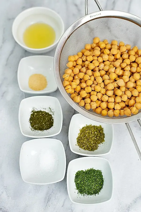 Ingredients for ranch roasted chickpeas