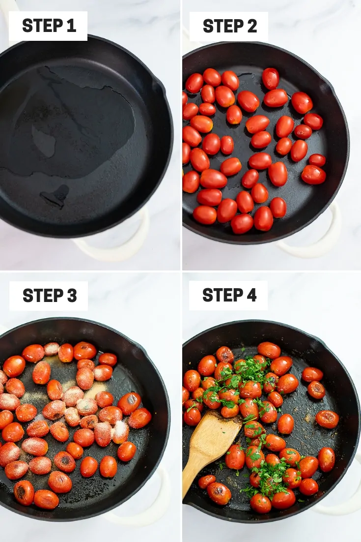 Steps on how to make blistered tomatoes
