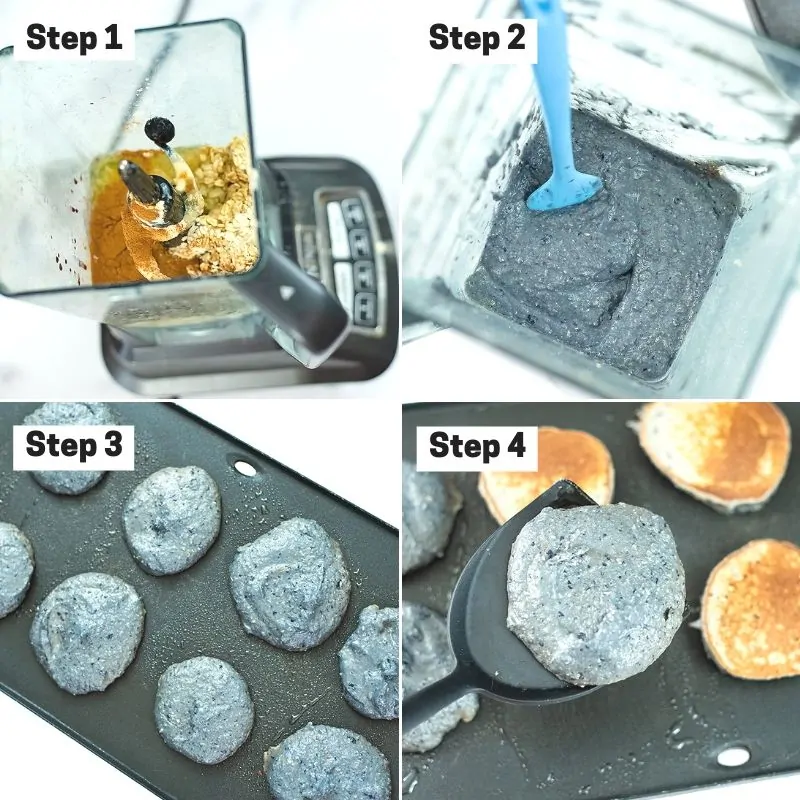 Steps on how to make blueberry protein pancakes