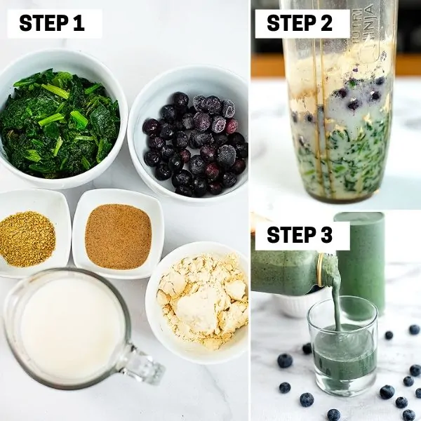 Steps on how to make a spinach blueberry smoothie