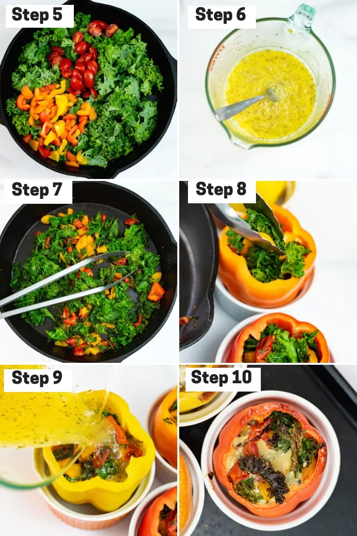 Steps 5-10 on how to make breakfast stuffed peppers