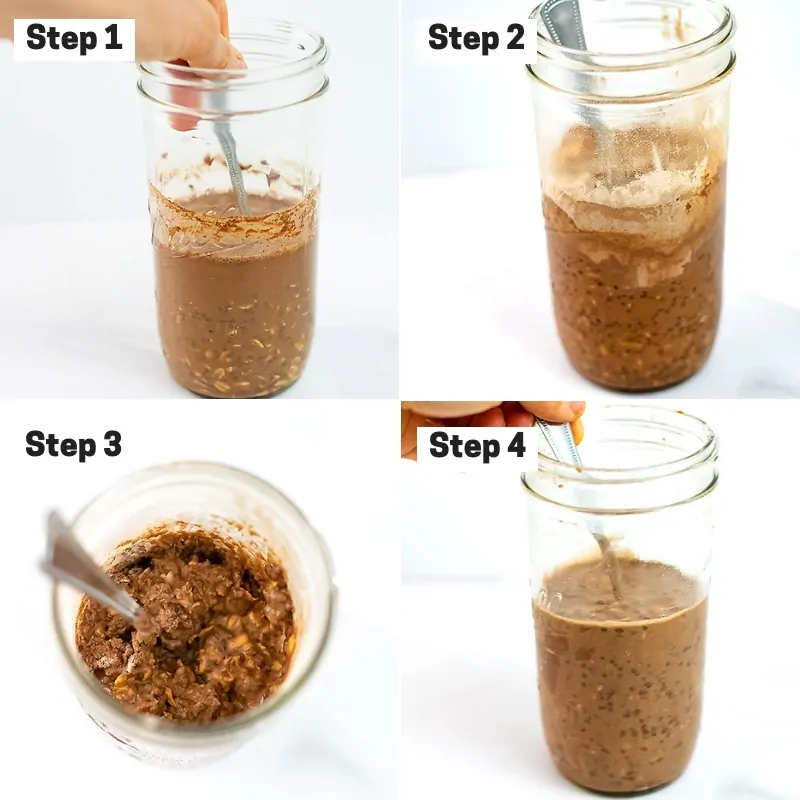 Steps on how to make overnight oats with coffee