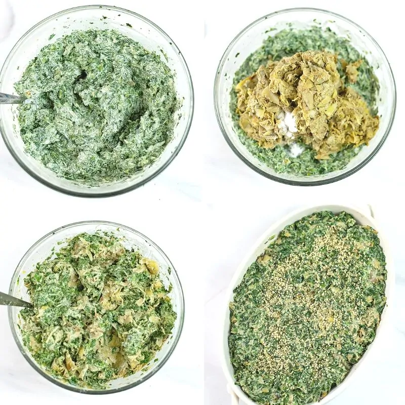 Steps on how to make vegan spinach artichoke dip