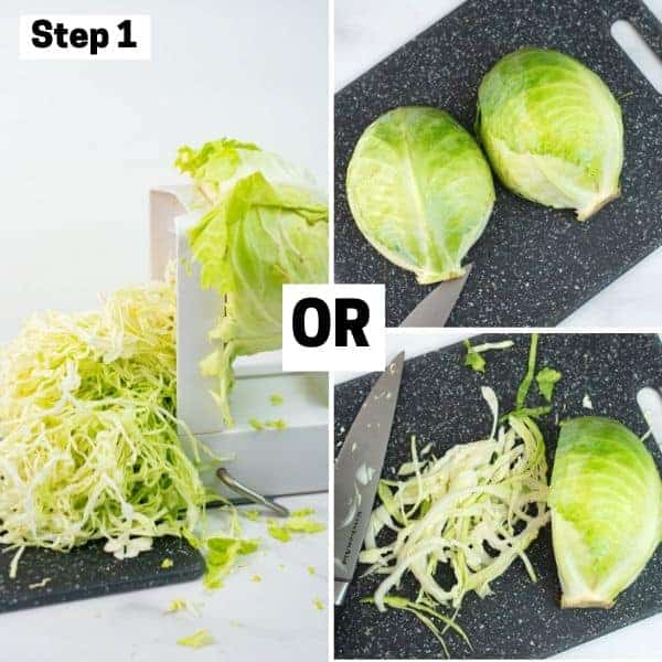 How to shred cabbage using spiralizer or knife