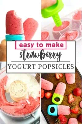 Strawberry yogurt popsicles on a sheet pan.