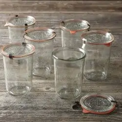 Weck jars on wooden table