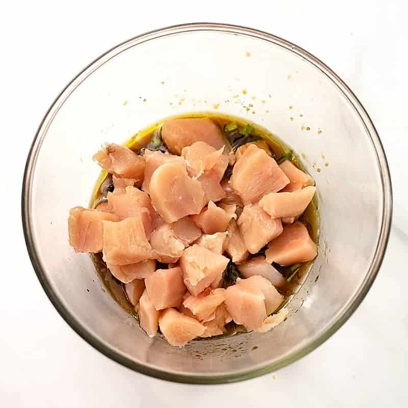 Raw chicken in asian marinade.