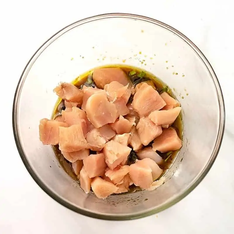 Raw chicken in asian marinade.