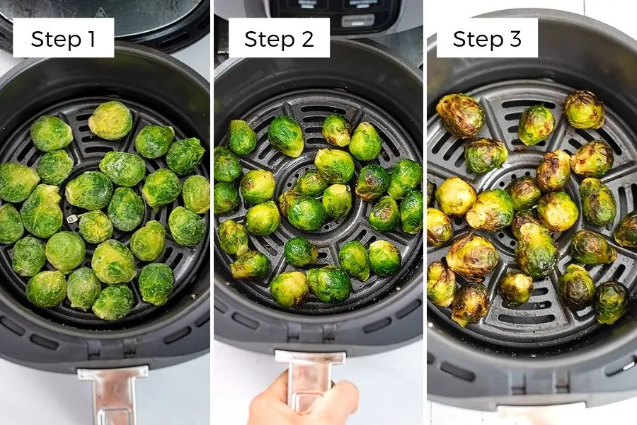 Steps to making frozen brussel sprouts in air fryer.