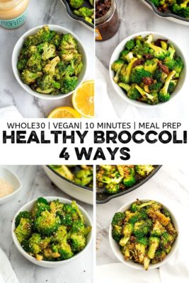 4 healthy broccoli recipes in a collage.
