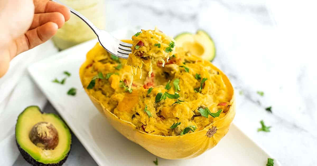 Creamy Green Chili Spaghetti Squash Bake Bites of Wellness
