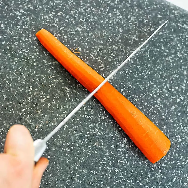 How to cut carrots into fries step 1.