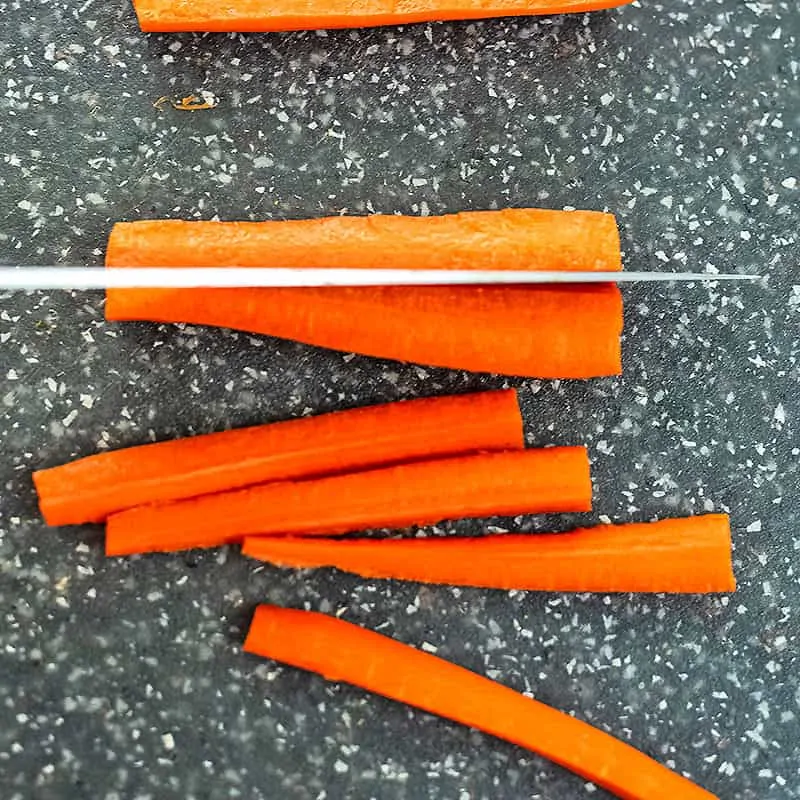 How to cut carrots into fries step 2.