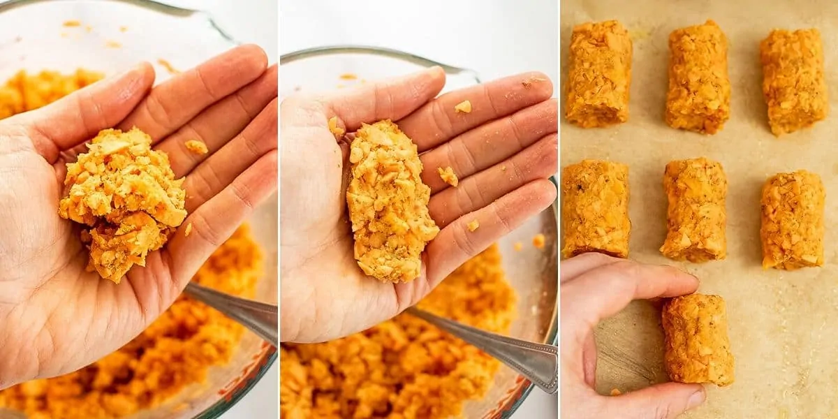 How to form sweet potato tots