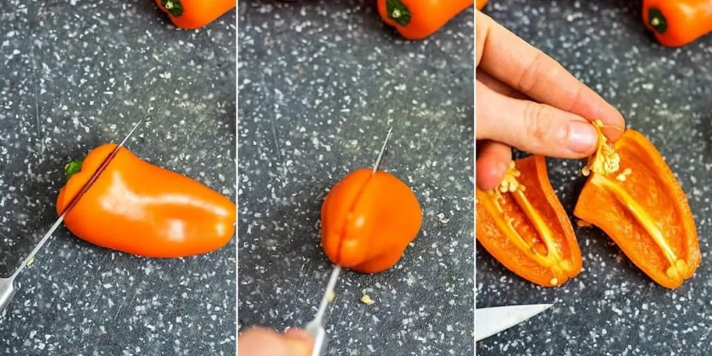 How to cut a mini pepper for nachos.