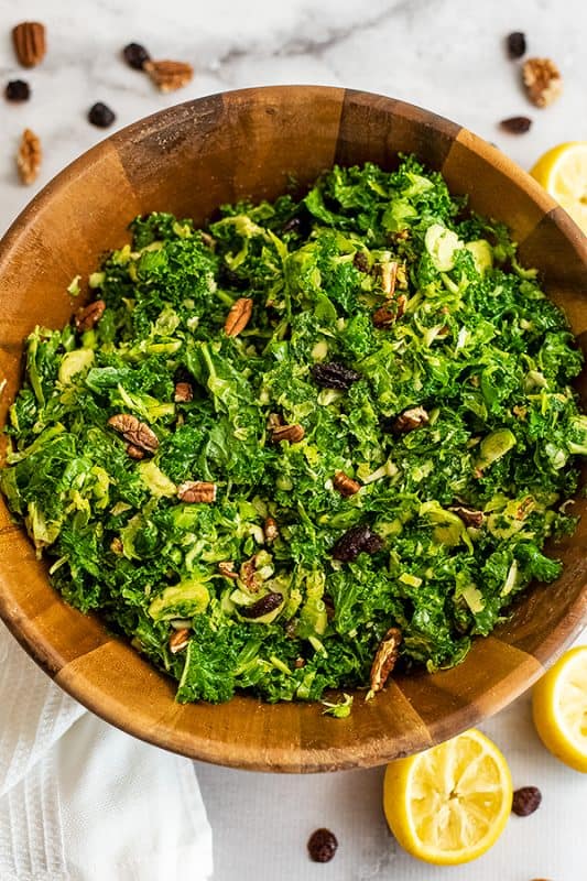 Kale Brussel Sprouts Salad with Cranberries Bites of Wellness