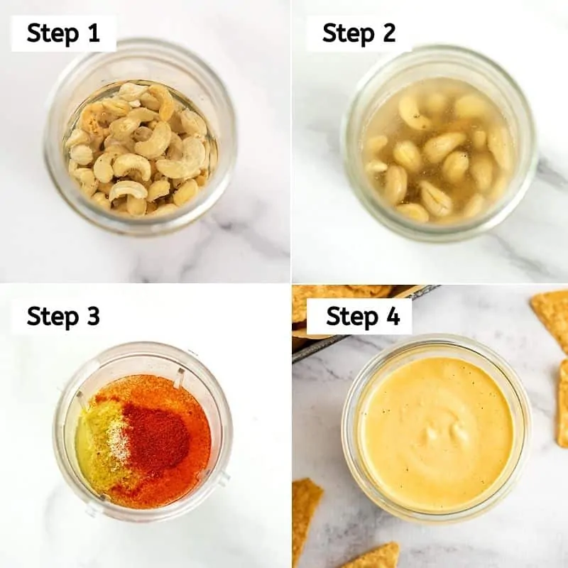Steps on how to make cashew queso.